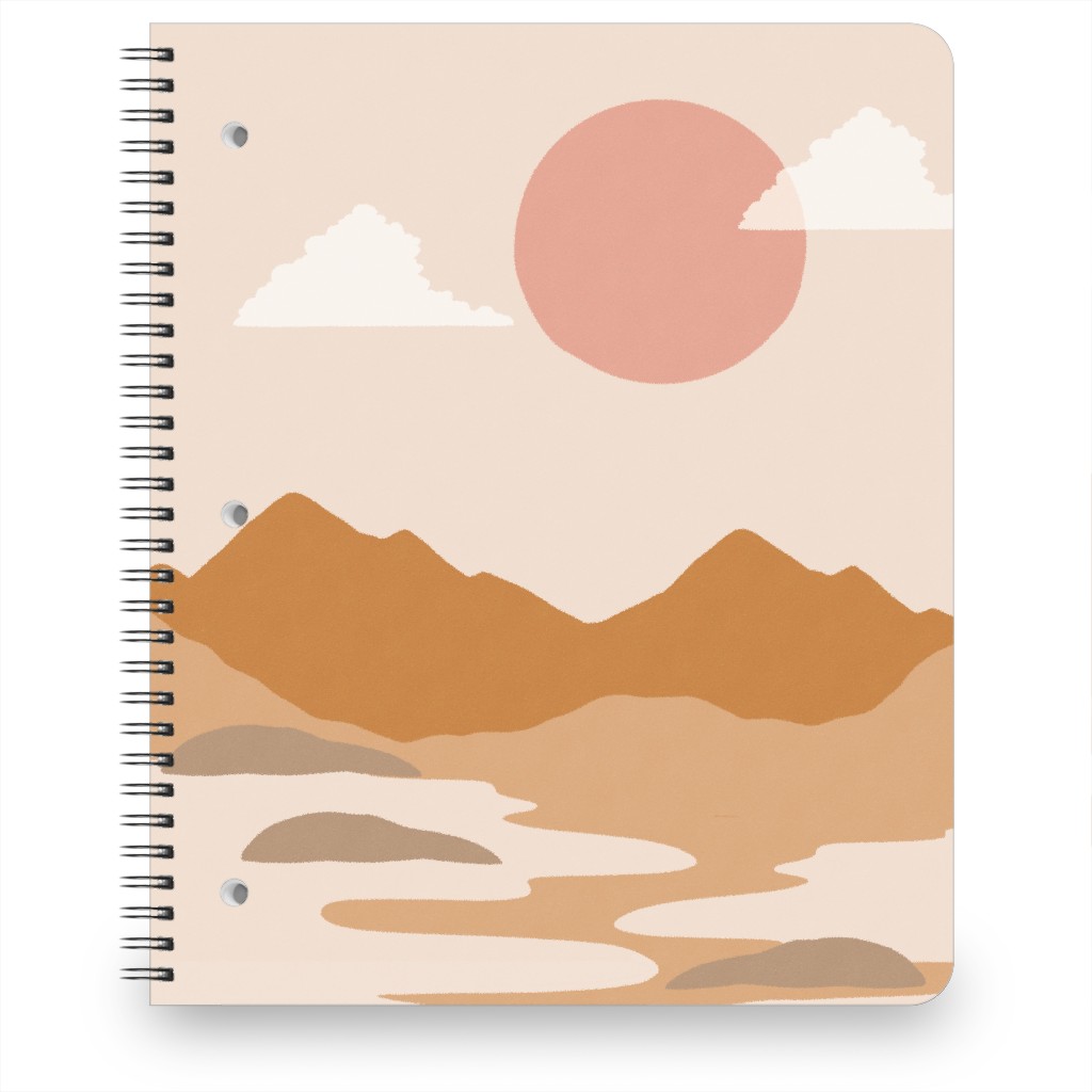 Abstract Mountain Landscape - Neutral Notebook, 8.5x11, Orange, Orange