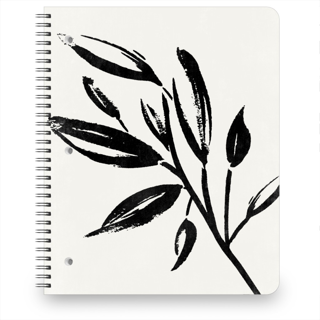 Zen Brush - Black and Beige Notebook, 8.5x11, Gray