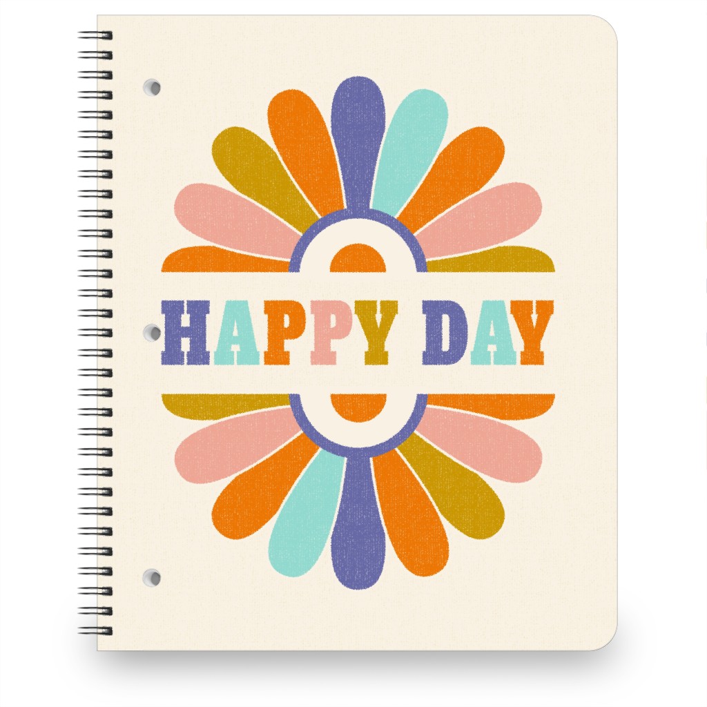 Happy Day Daisy Sun - Multi on Beige Notebook, 8.5x11, Multicolor