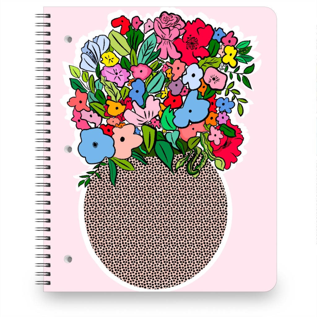 Pretty Happy - Multi on Pink Notebook, 8.5x11, Pink, Bright Pink