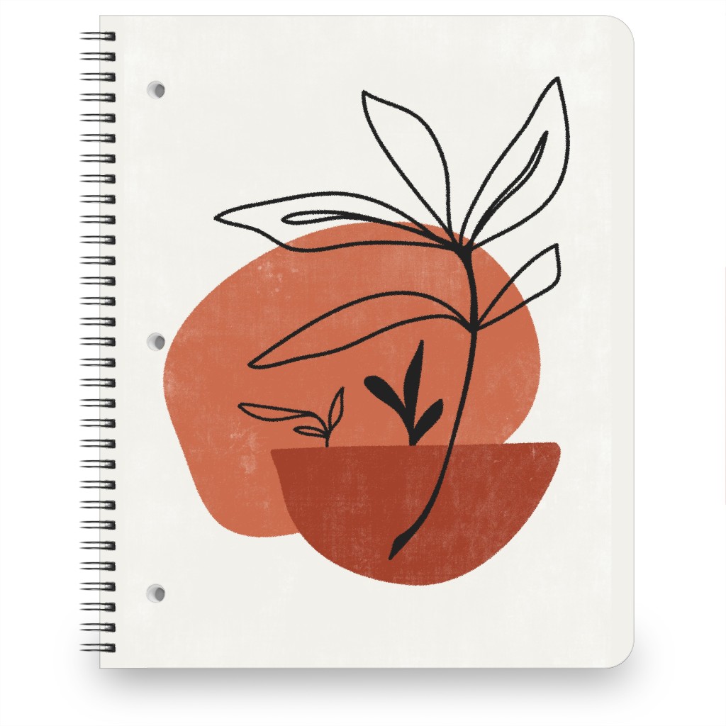 Abstract Leaf Sketch - Terracotta and Ivory Notebook, 8.5x11, Brown, Brown