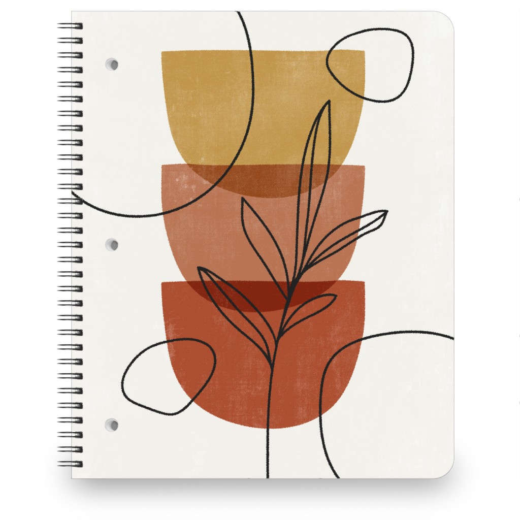 Abstract Leaf Stack - Terracotta and Ivory Notebook, 8.5x11, Brown, Brown