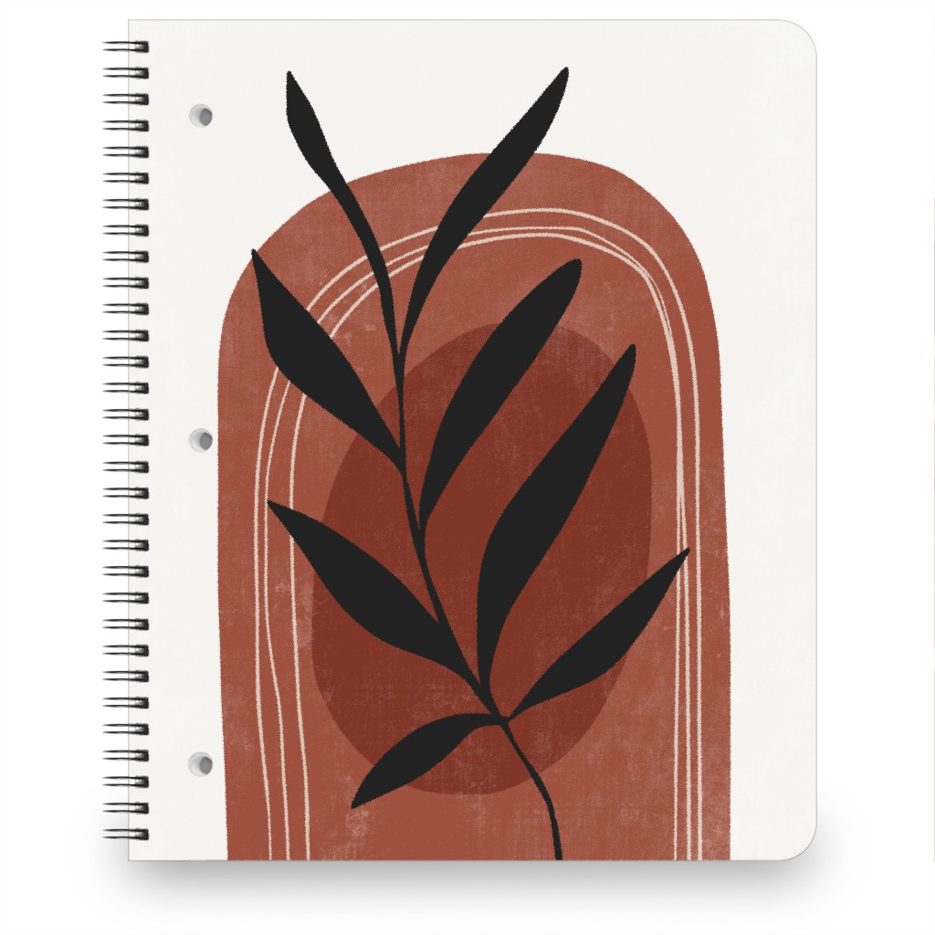 Abstract Leaf Sunrise - Terracotta and Ivory Notebook, 8.5x11, Brown, Brown