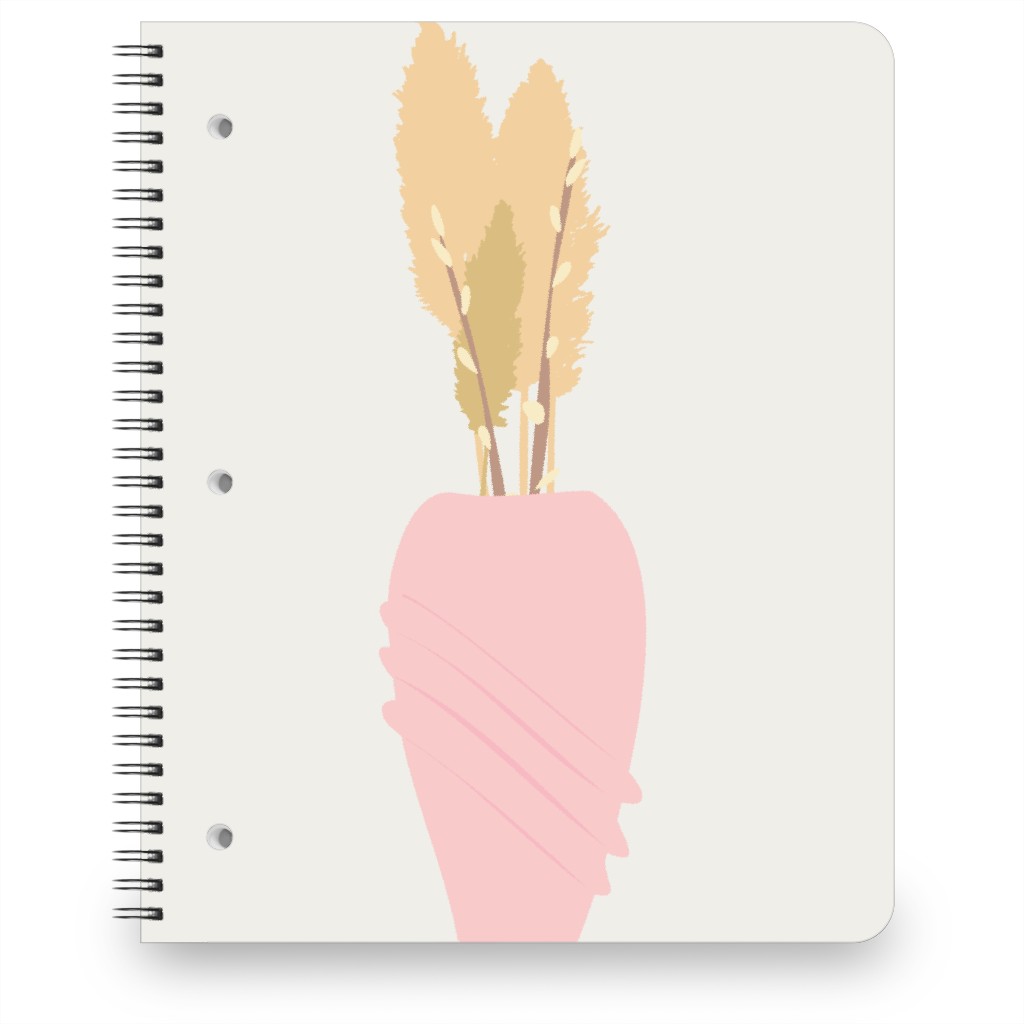 Minamalist Pampas and Willow - Pink and Beige Notebook, 8.5x11, Pink