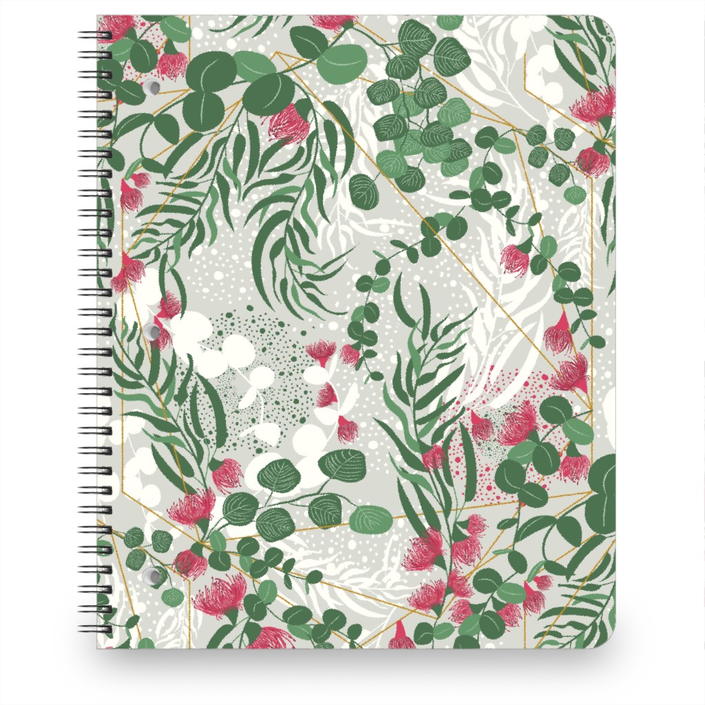 Eucalyptus - Green on Beige Notebook, 8.5x11, Green