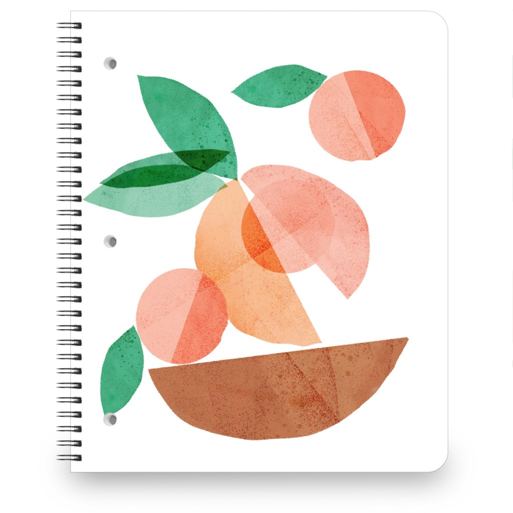 Peaches in a Bowl - Orange and Beige Notebook, 8.5x11, Orange, Orange
