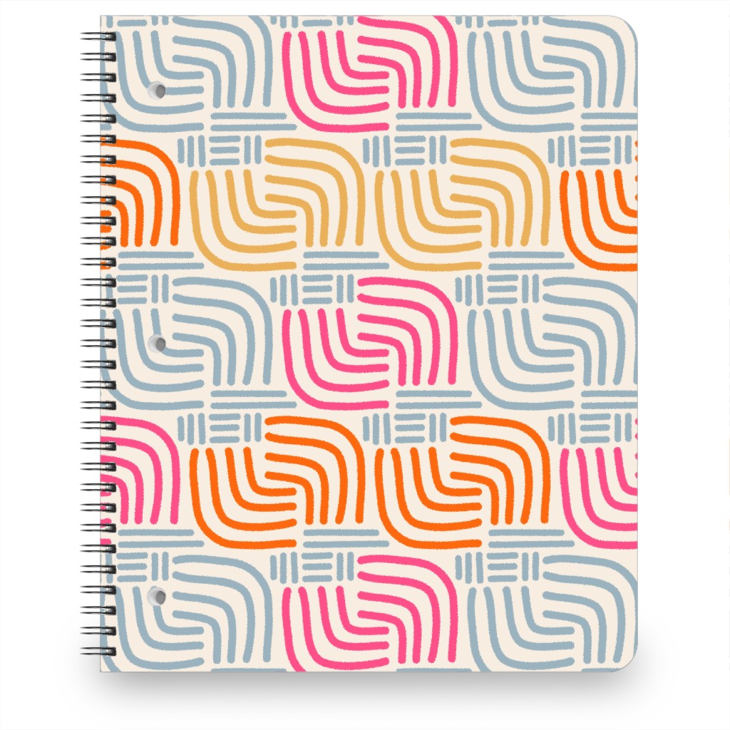 Abstract Geo Lines - Grey and Warm Notebook, 8.5x11, Multicolor