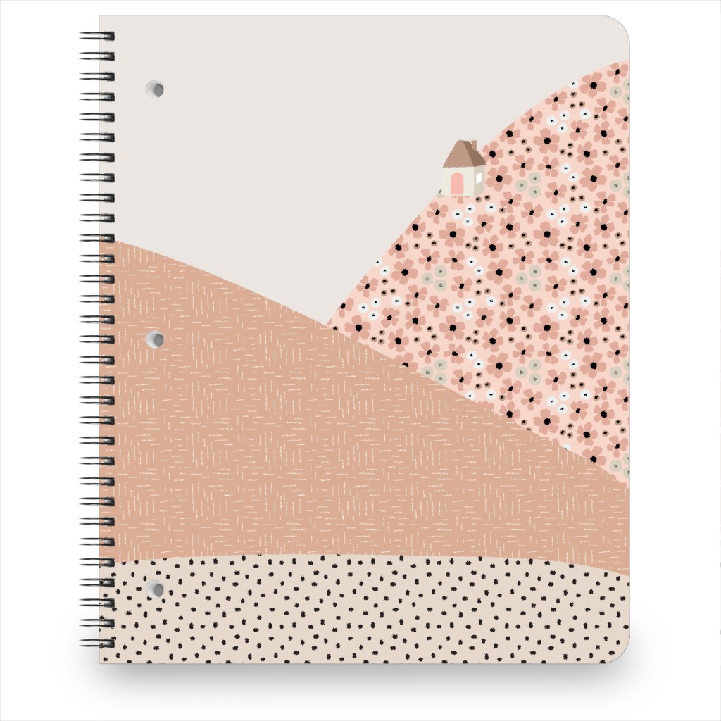 Floral Landscapes Notebook, 8.5x11, Pink, Sand