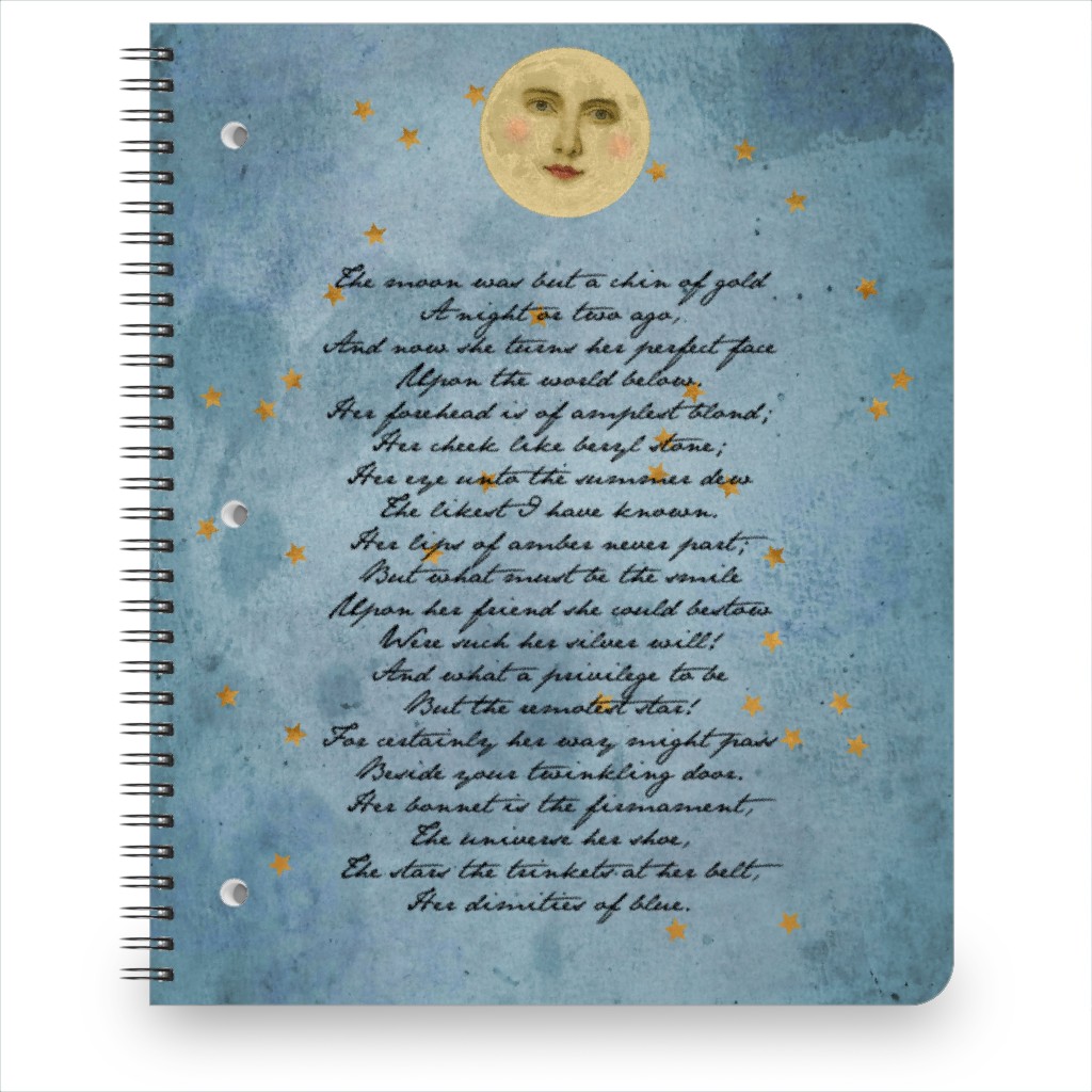 the Moon - Blue Notebook, 8.5x11, Blue, True Blue