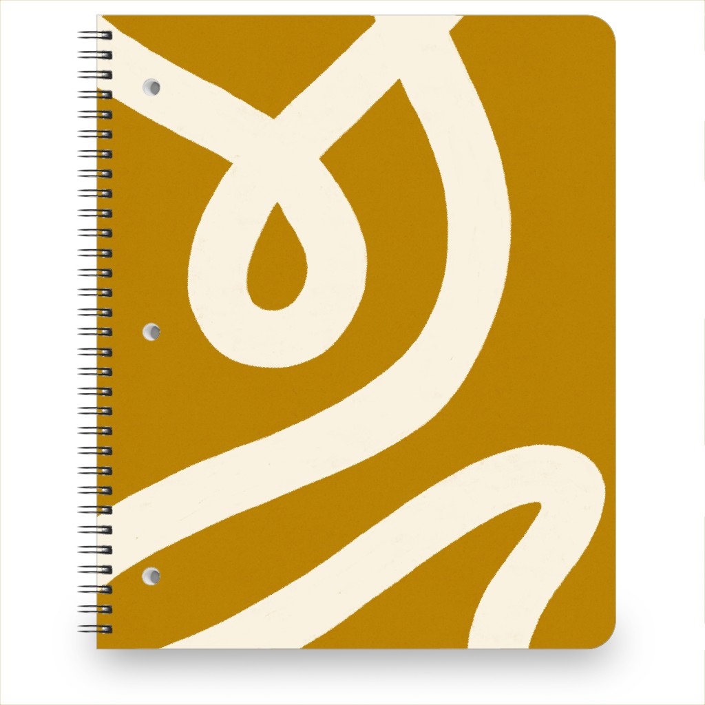 Tangled Brush Strokes V Notebook, 8.5x11, Yellow, Golden