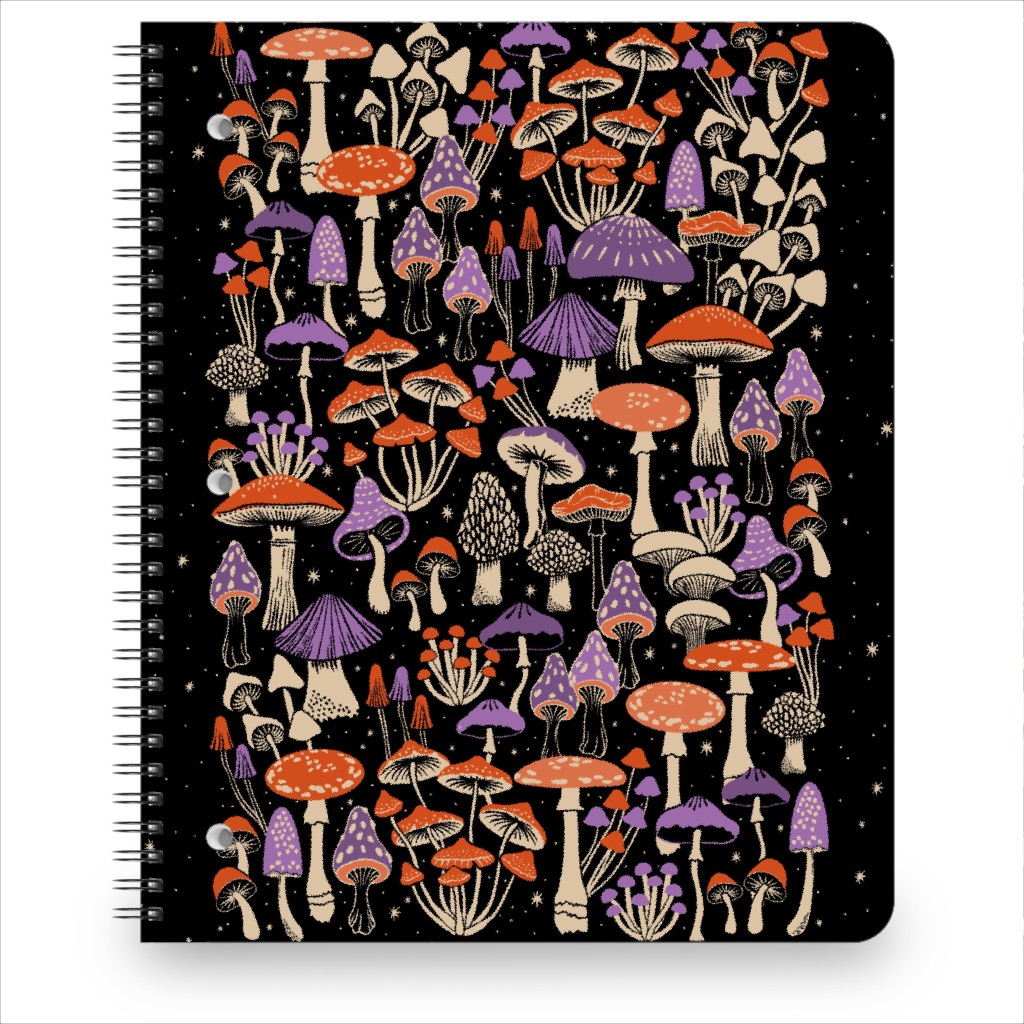 Mushrooms and Stars Notebook, 8.5x11, Purple, Tulip
