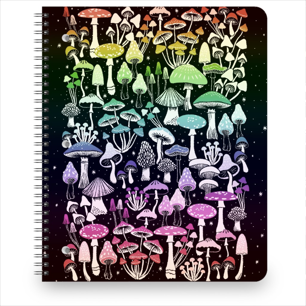 Mushrooms and Stars Notebook, 8.5x11, Multicolor, Tidal Wave