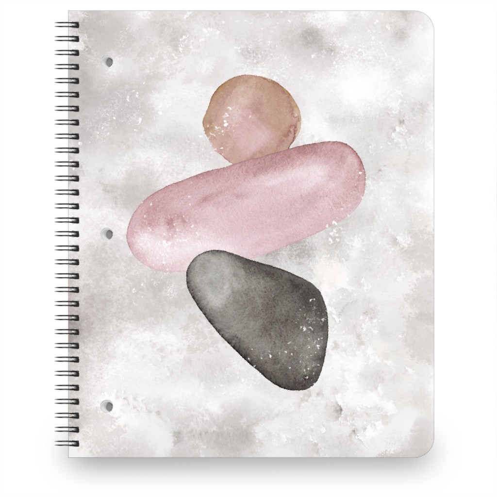 Three Stones Notebook, 8.5x11, Gray, Blush