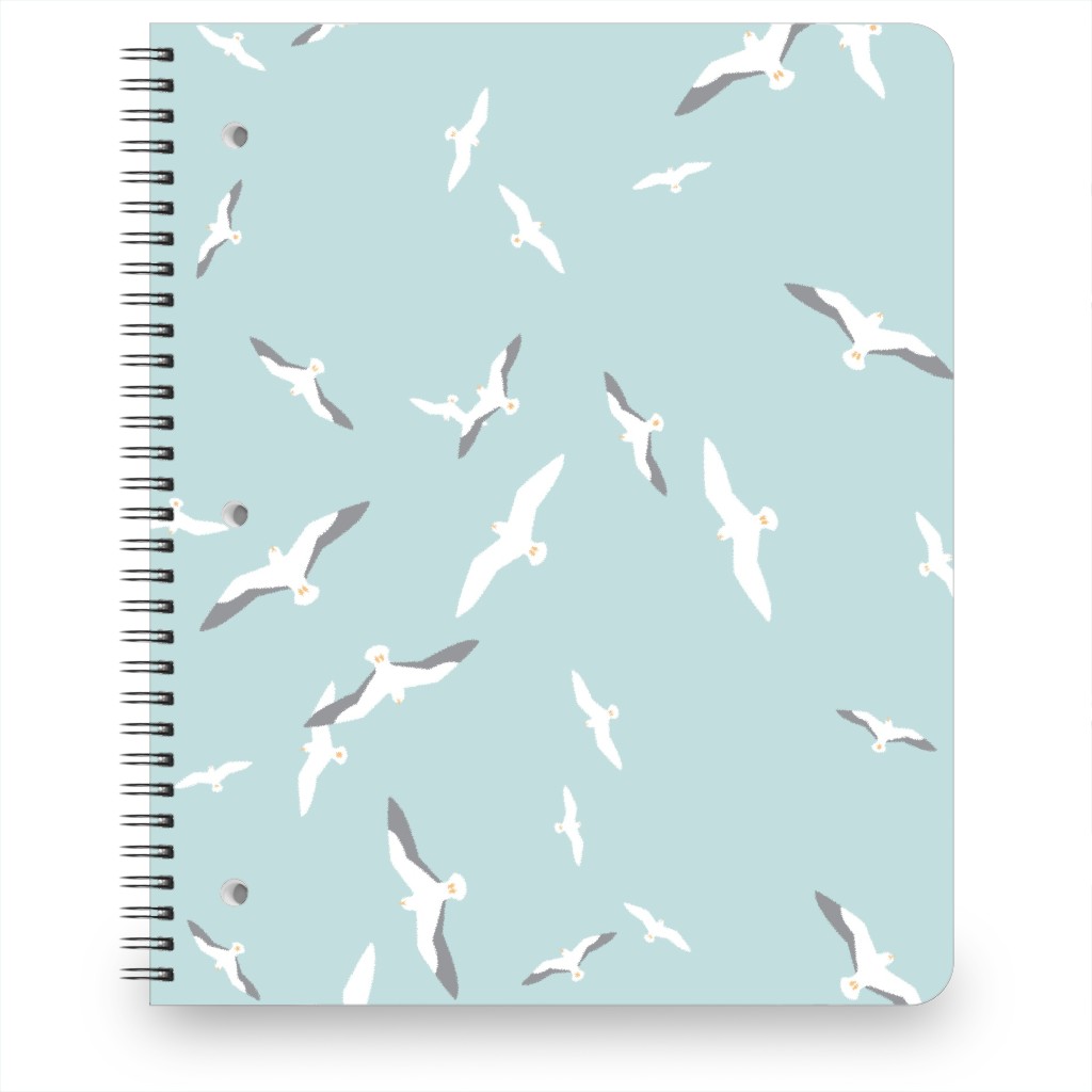 Flying Seagulls - Blue Notebook, 8.5x11, Blue, True Blue