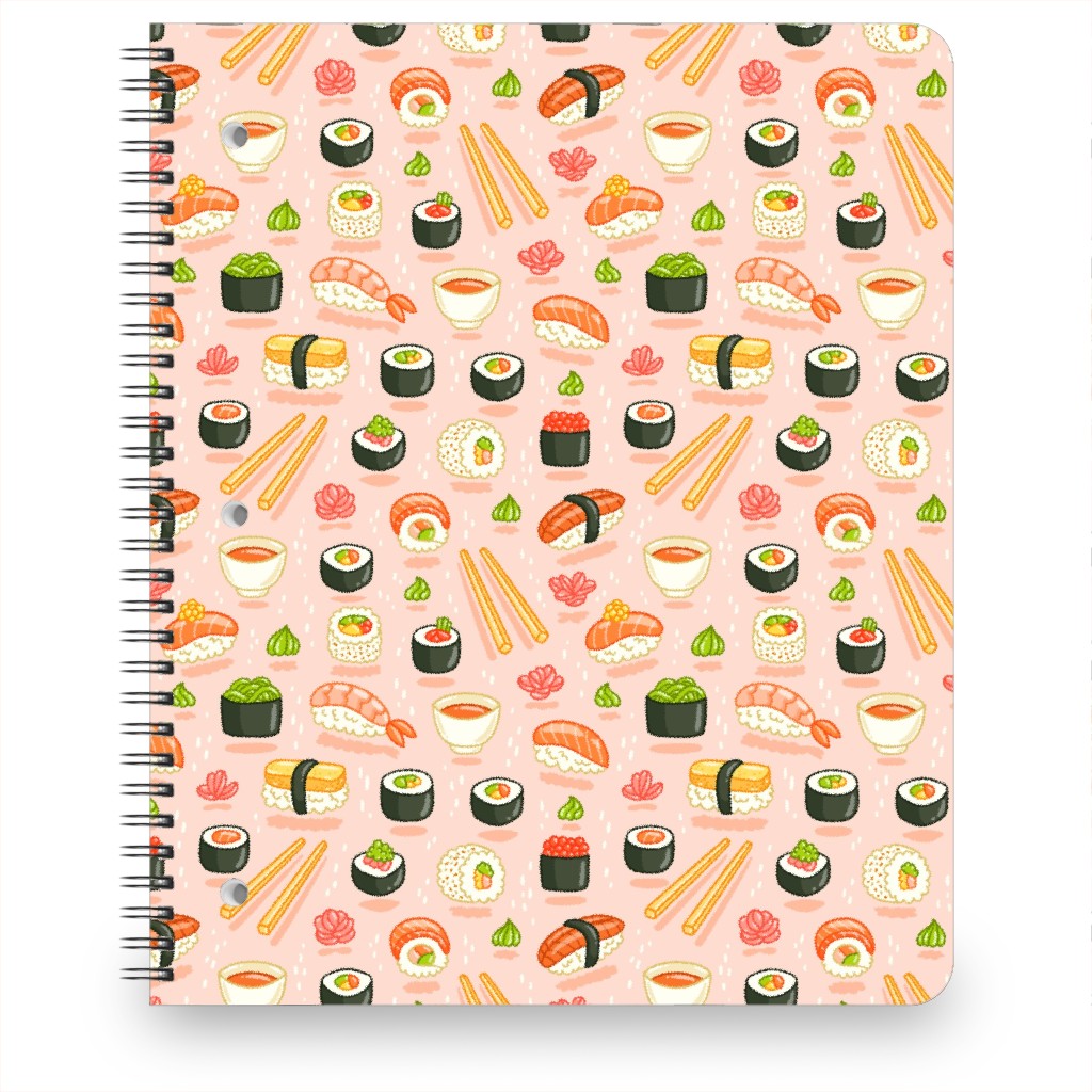 Sushi and Rolls - Pink Notebook, 8.5x11, Pink, Bright Pink