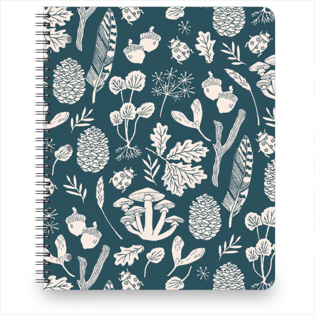 Nature Walk in Autumn - Blue and Cream Notebook, 8.5x11, Blue