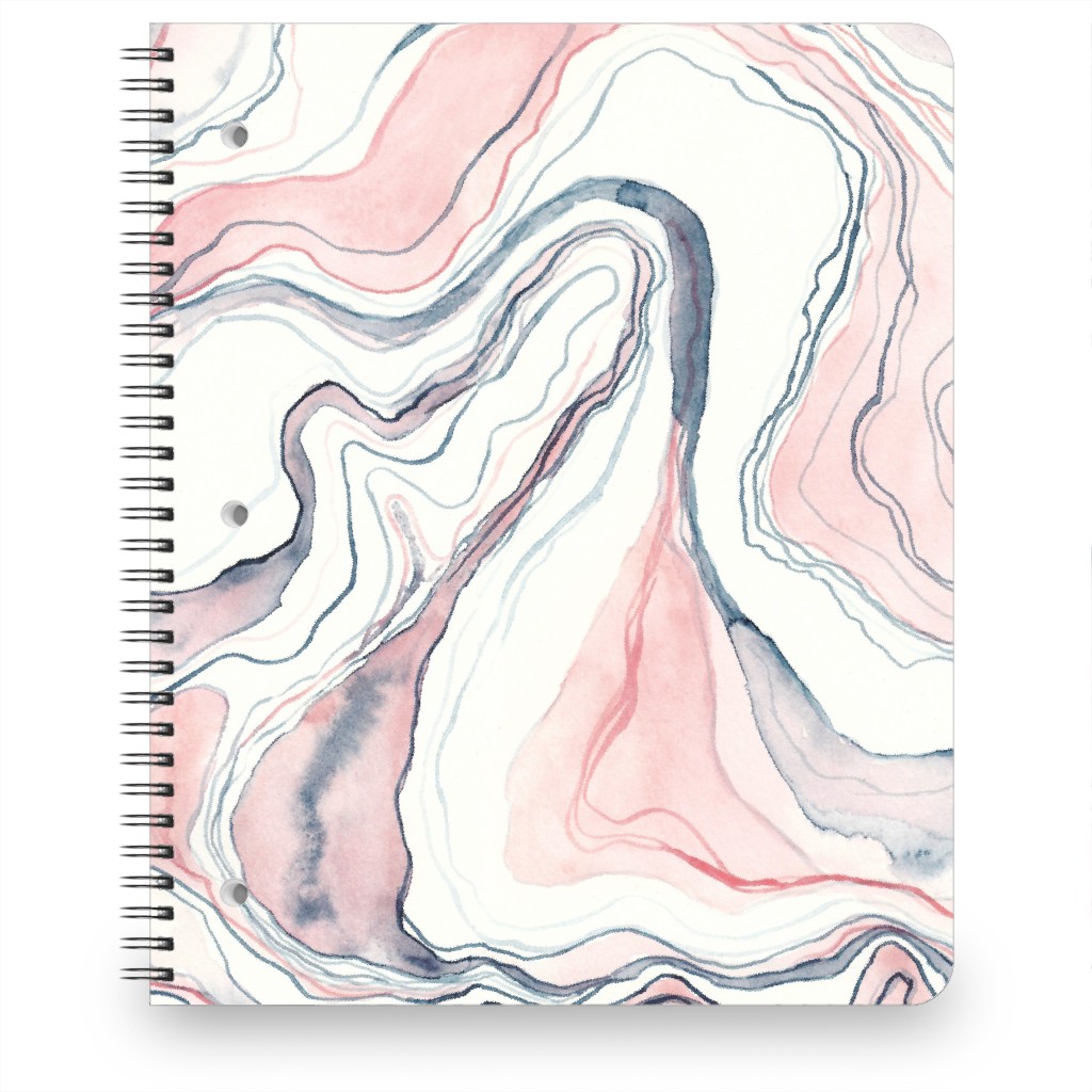 Watercolor Marble Notebook, 8.5x11, Pink, Quartz