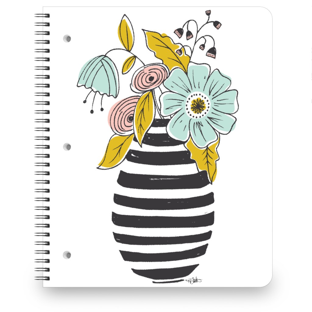 Summer Floral Vase Notebook, 8.5x11, Multicolor
