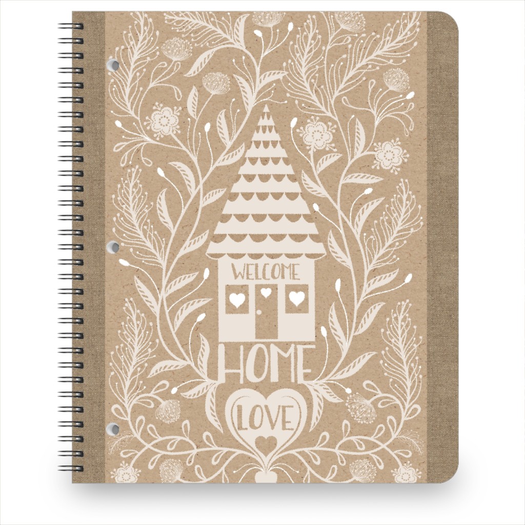 Welcome Home Love - Tan Notebook, 8.5x11, Brown