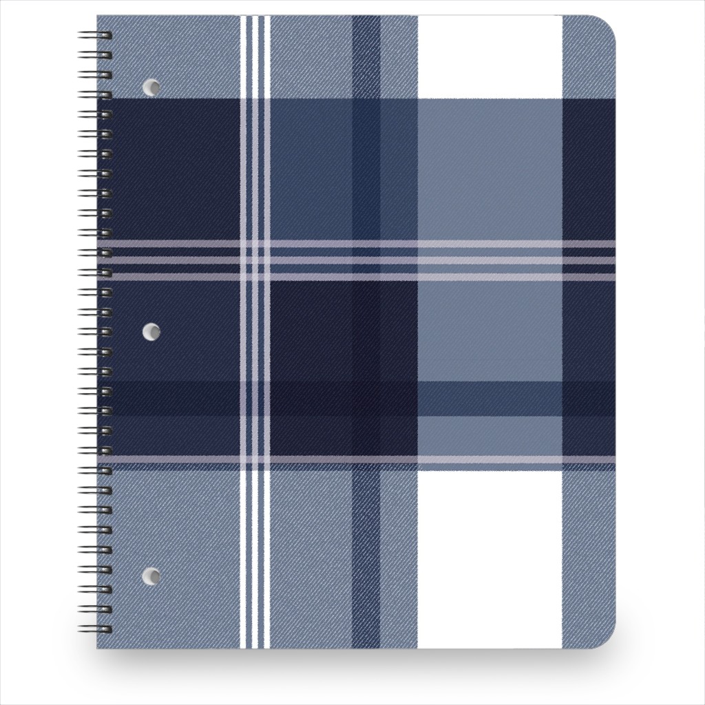 Navy Blue Plaid Notebook, 8.5x11, Blue, True Blue