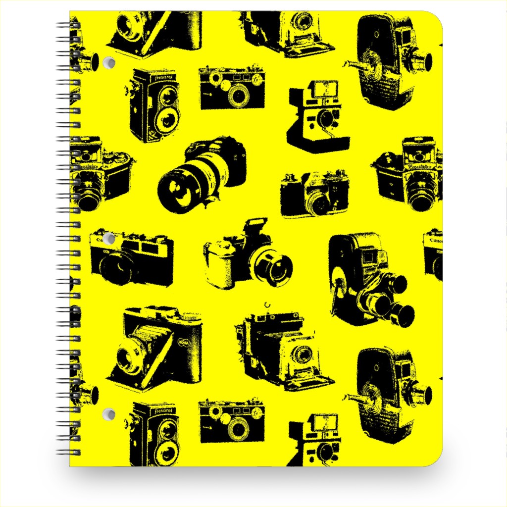 Retro Cameras Notebook, 8.5x11, Yellow, Sunshine