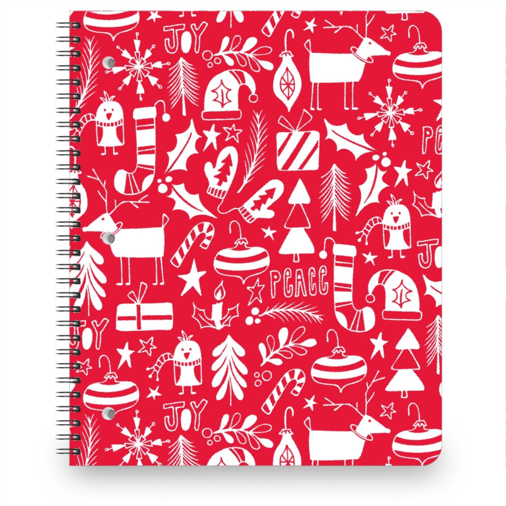 Peace & Joy Christmas - Red Notebook, 8.5x11, Red