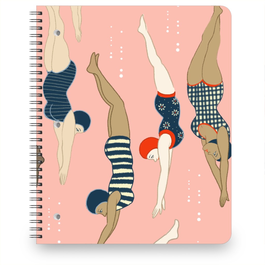 Lady Divers - Pink Notebook, 8.5x11, Pink
