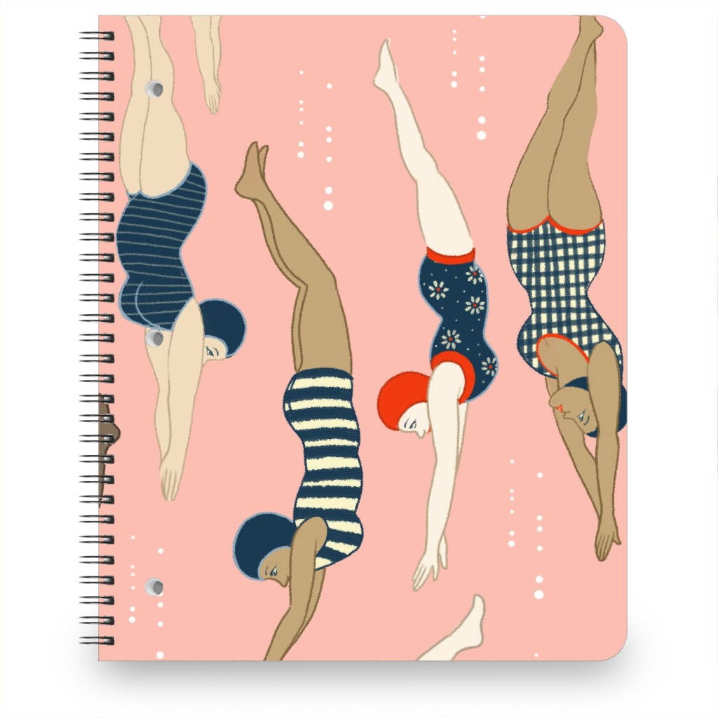 Lady Divers - Pink Notebook, 8.5x11, Pink, Bright Pink