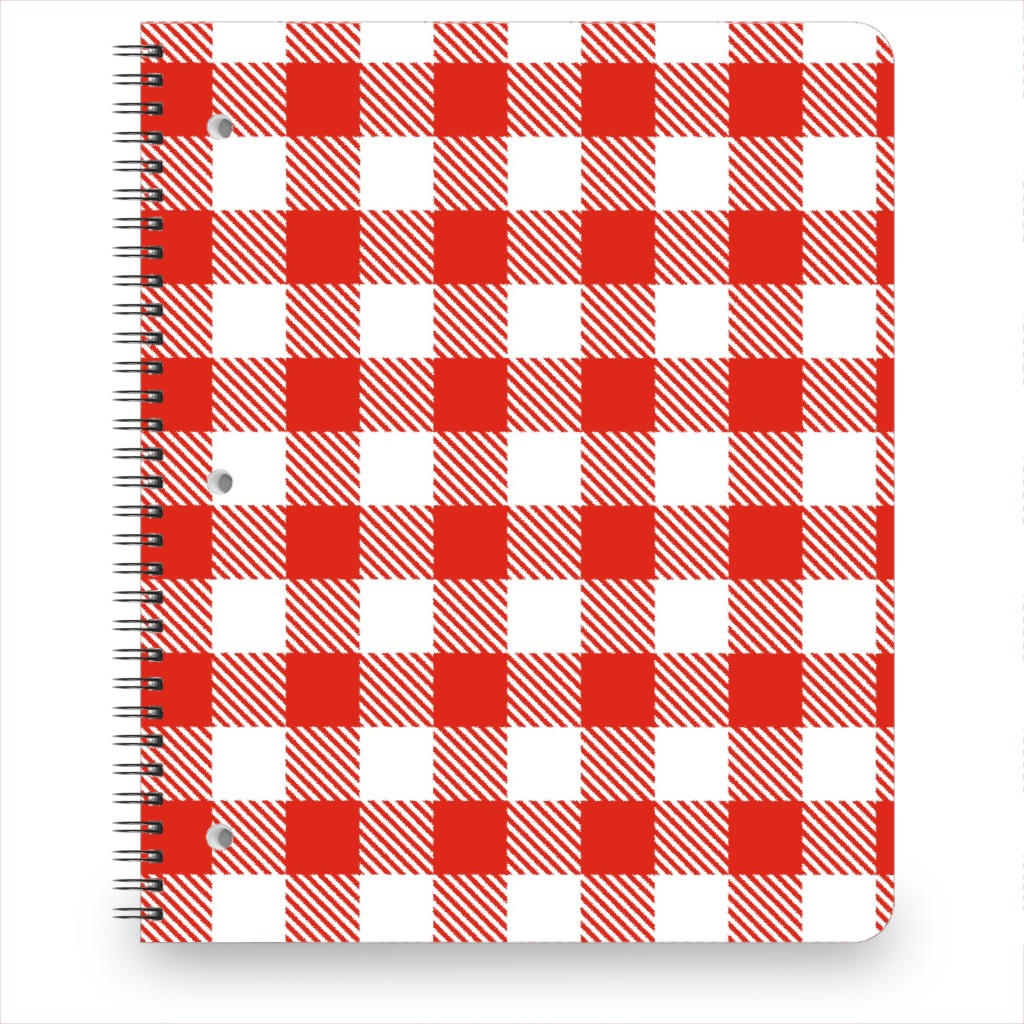 Red Gingham Pattern Notebook, 8.5x11, Red, Red