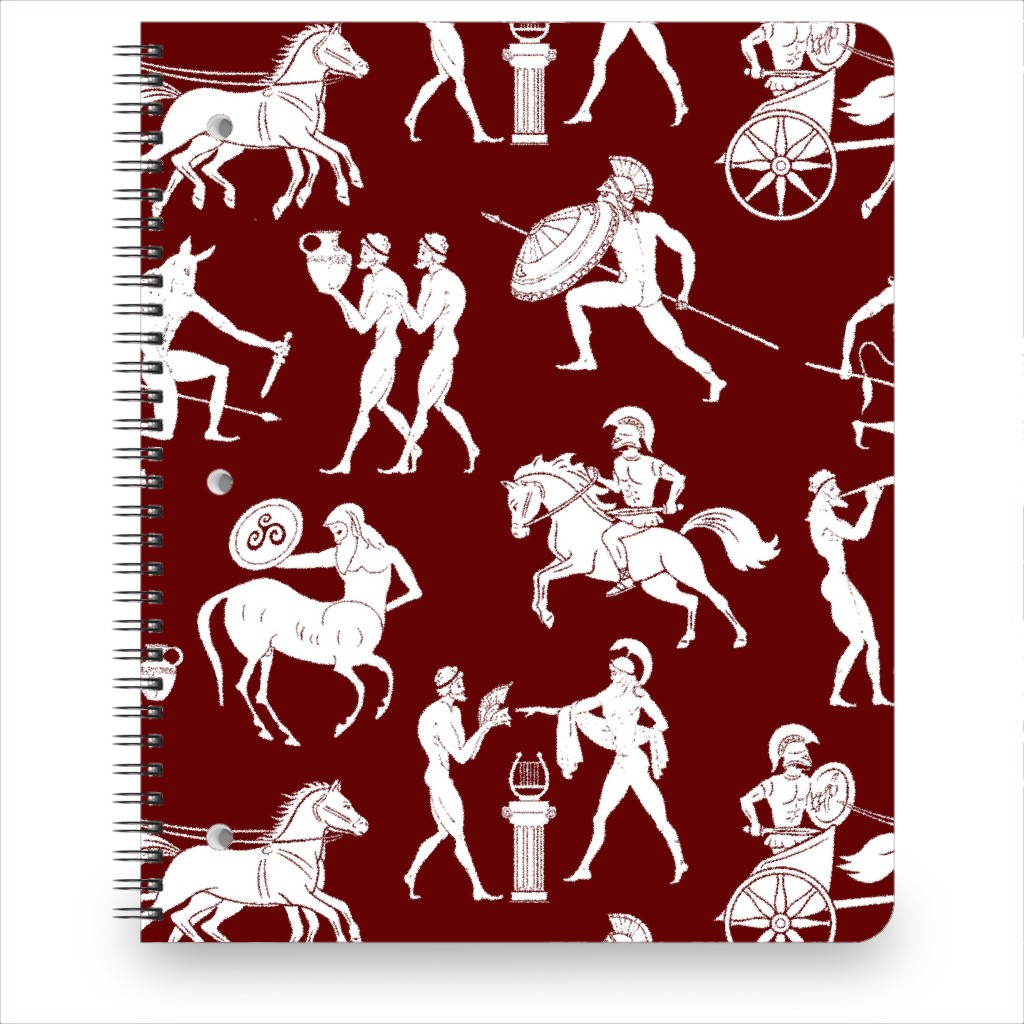 Greek Figures Notebook, 8.5x11, Red