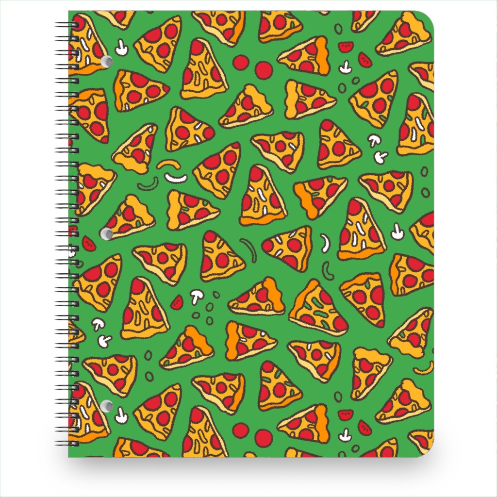 Pizza Pattern Notebook, 8.5x11, Green