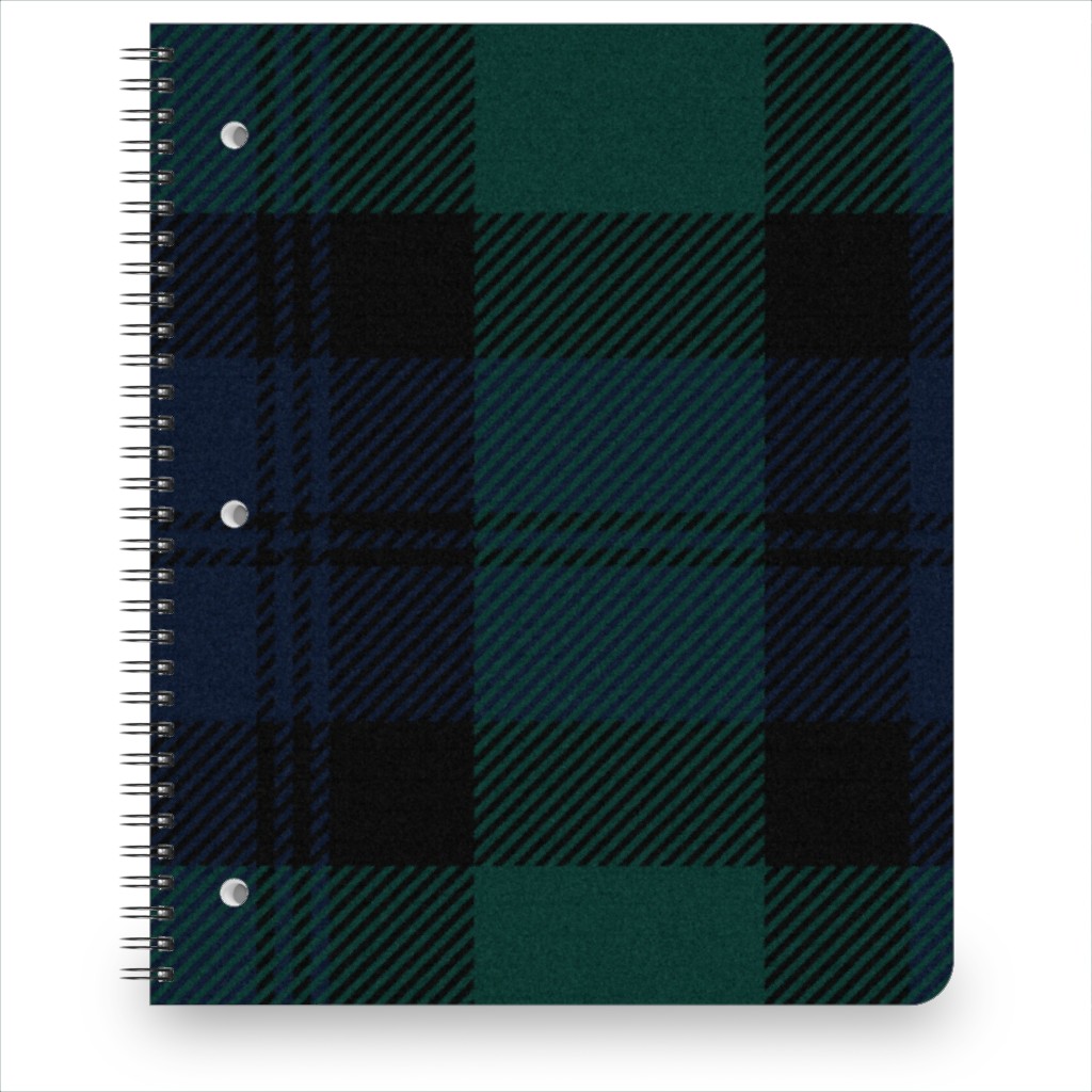 Blackwatch Tartan - Black Notebook, 8.5x11, Black, Black
