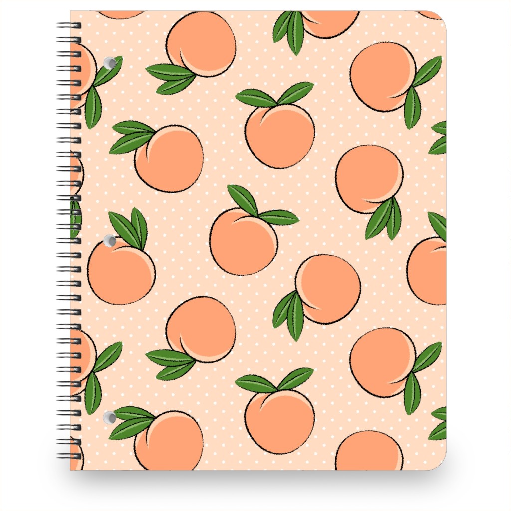 Peachy Polka Dots - Peach Notebook, 8.5x11, Orange