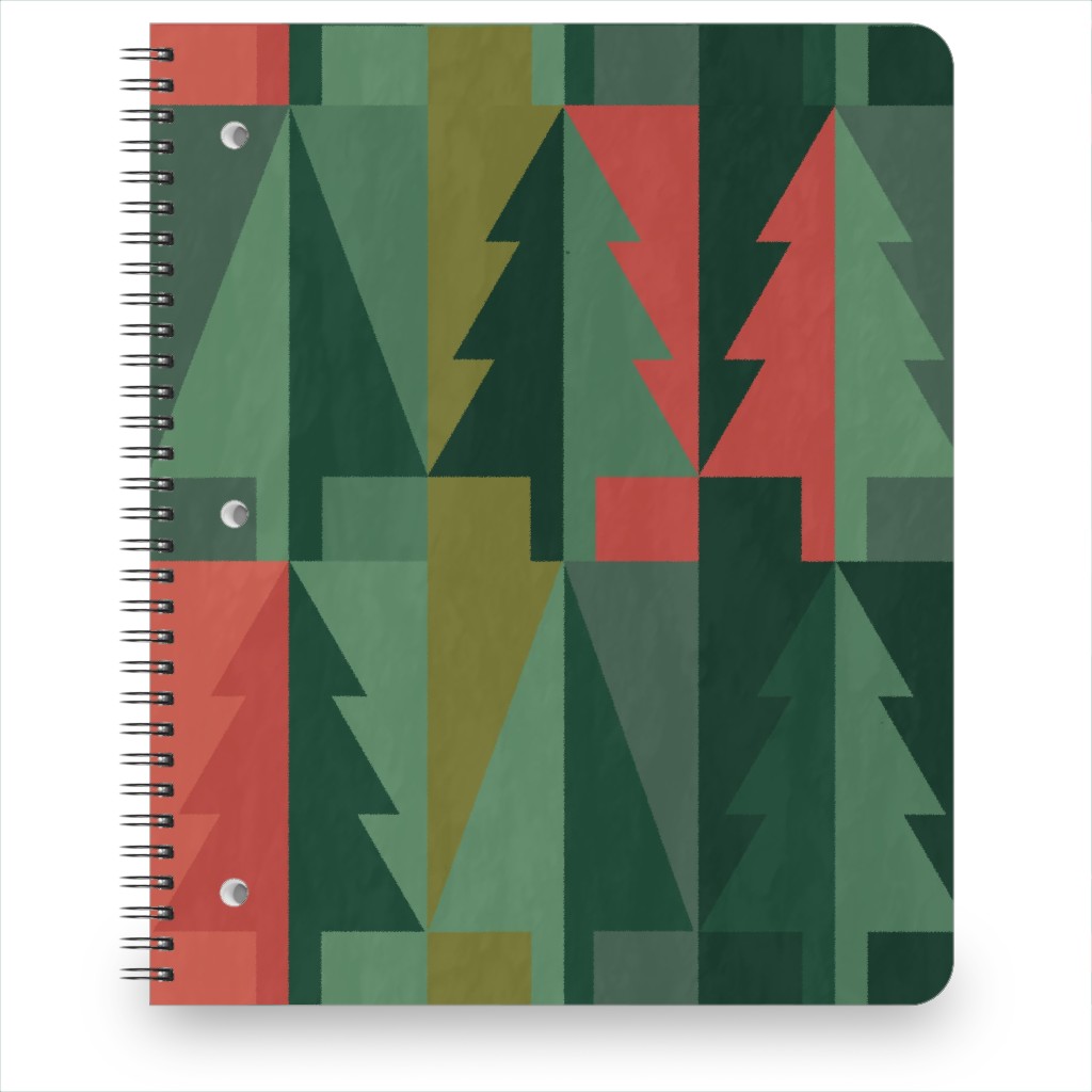 Geometric Forest - Red and Green Notebook, 8.5x11, Green, Classic Green