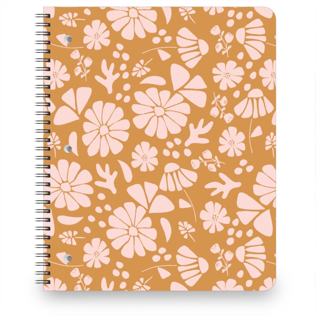 Jungle Floral - Orange and Pink Notebook, 8.5x11, Orange, Orange