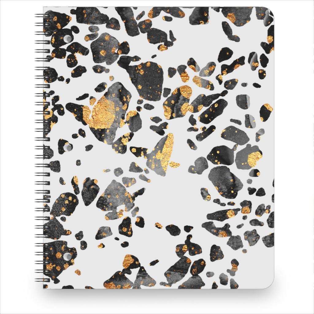 Gold Speckled Terrazzo Notebook, 8.5x11, Black, Black