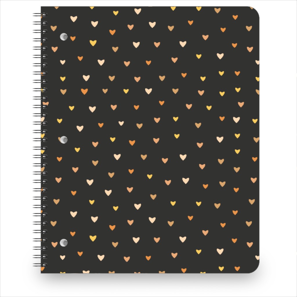 Bronze Hearts - Black Notebook, 8.5x11, Black
