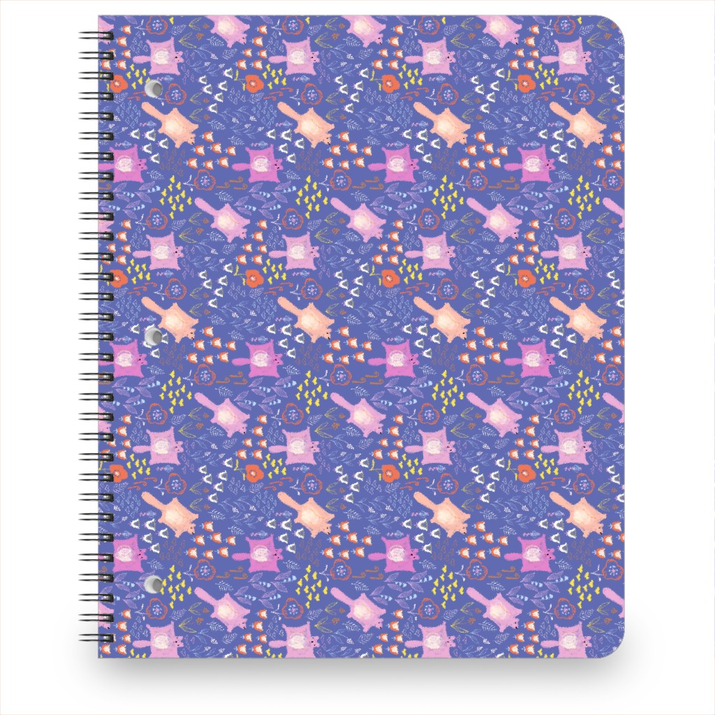Flying Squirrel & Lily of the Valley Notebook, 8.5x11, Purple