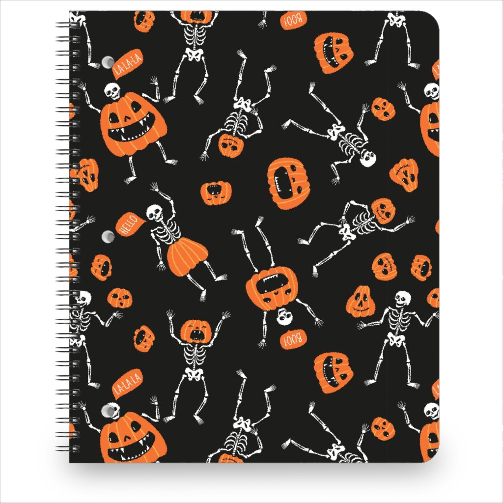 Halloween Party - Black Notebook, 8.5x11, Orange