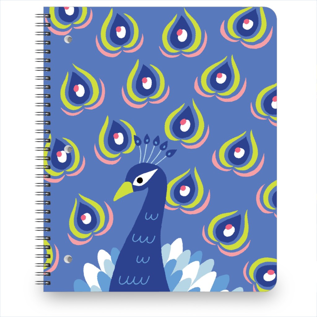 Peacock in Periwinkle Notebook, 8.5x11, Blue, True Blue