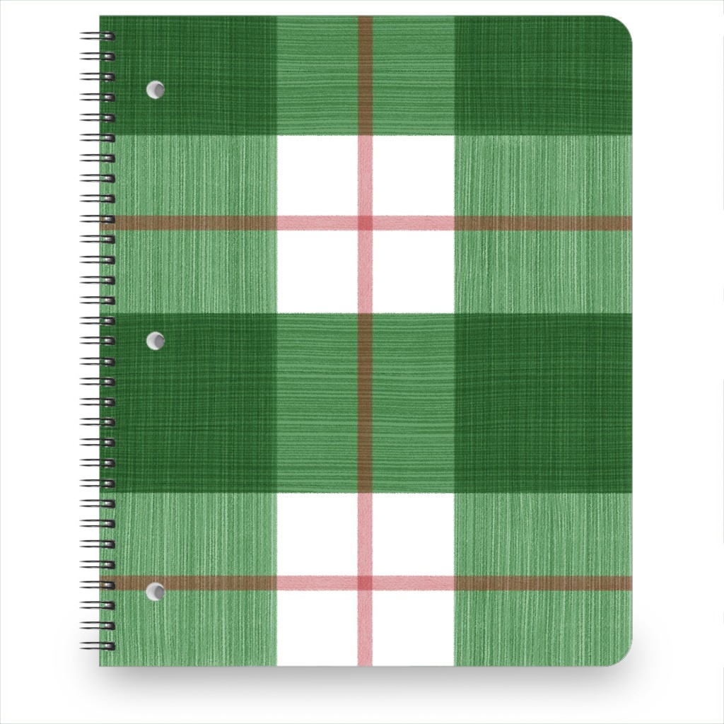 Double Plaid Notebook, 8.5x11, Green