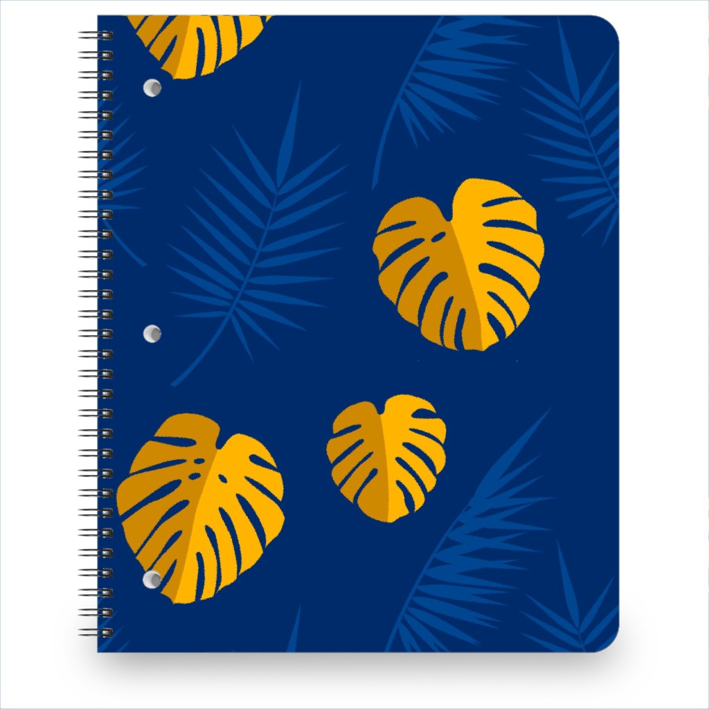 Tropical Leaves - Blue Notebook, 8.5x11, Blue