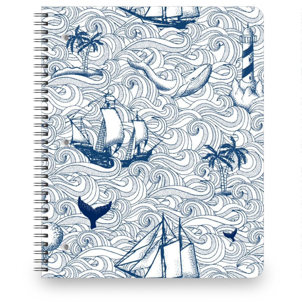 Vintage Nautical Journey Notebook, 8.5x11, Blue