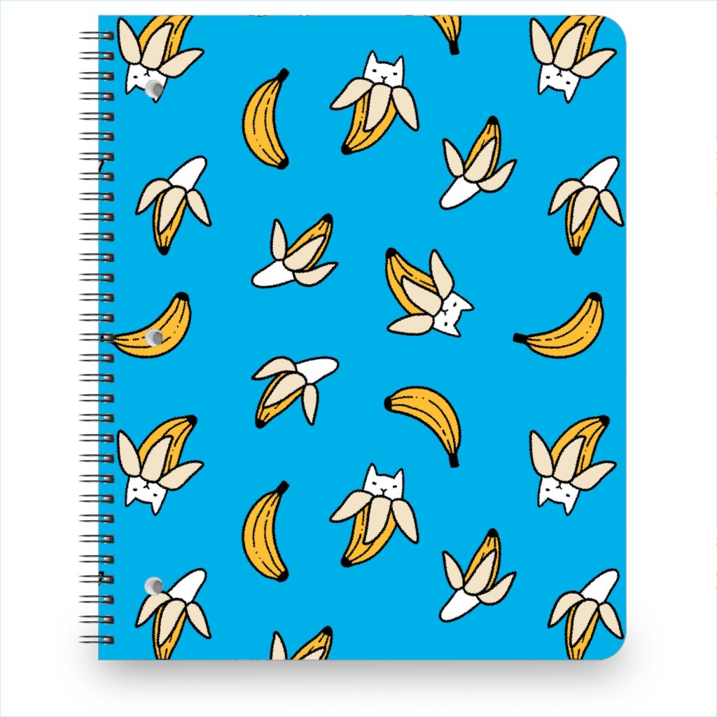 Funny Yummy Banana Cats - Blue Notebook, 8.5x11, Blue