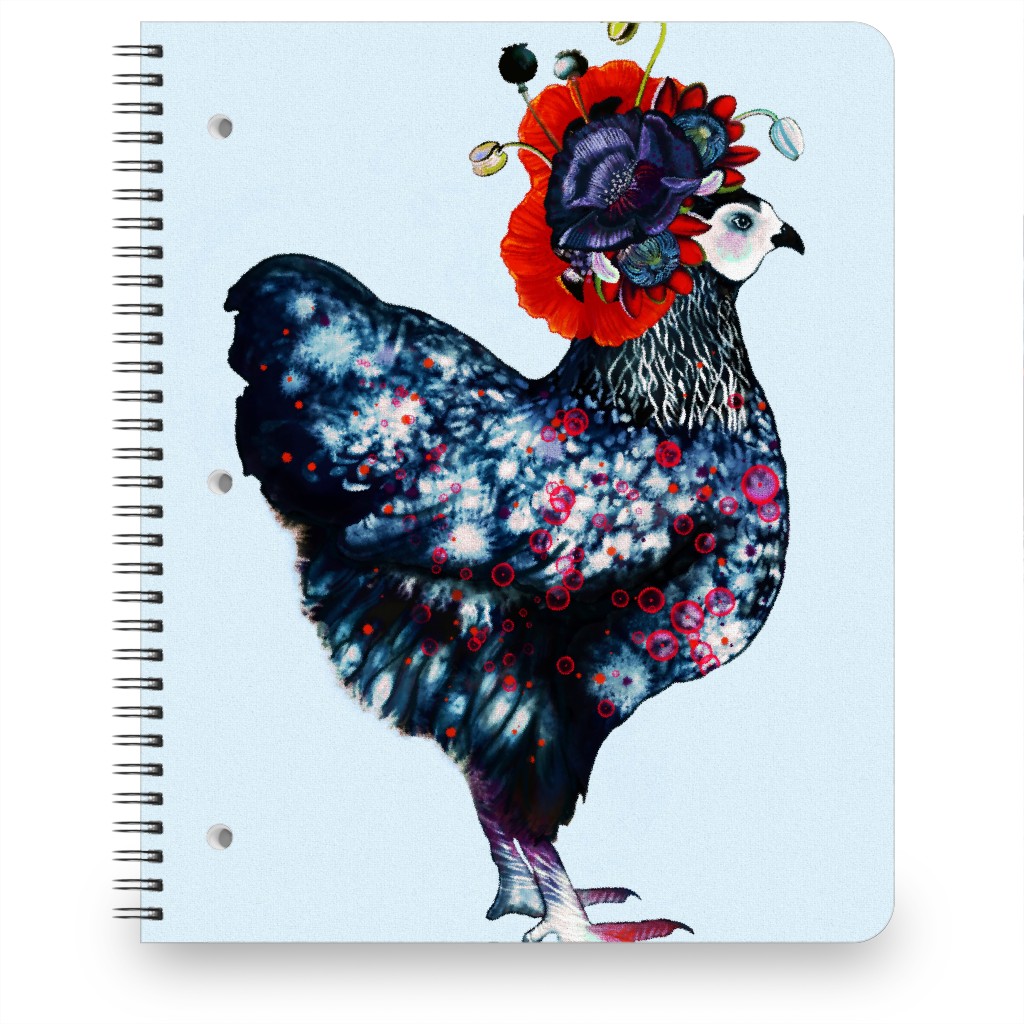 Poppycock - Floral Chicken Notebook, 8.5x11, Multicolor