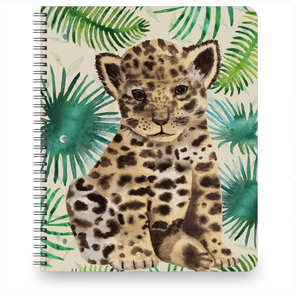 Baby Leopard Portrait Notebook, 8.5x11, Brown