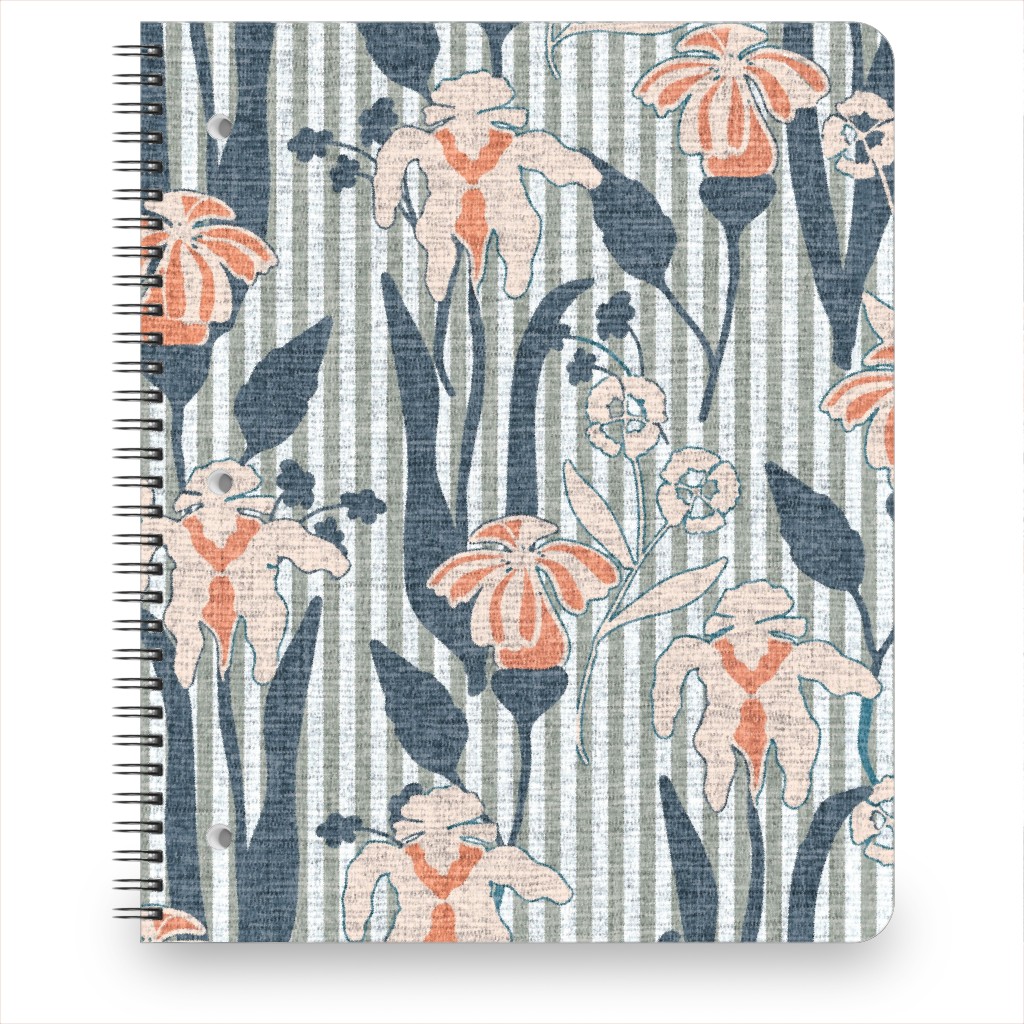Farmhouse Floral Iris Notebook, 8.5x11, Blue