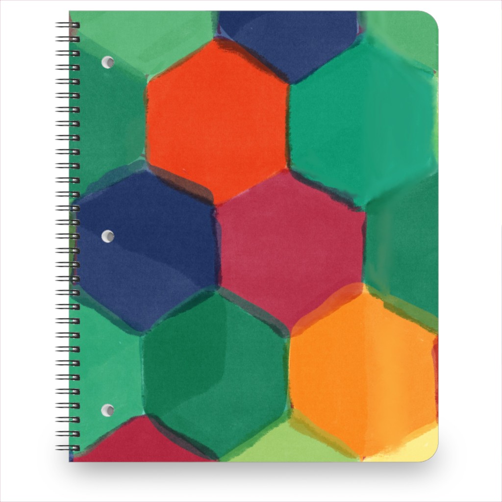 Overlapping Hexagons - Warm Summer Notebook, 8.5x11, Multicolor
