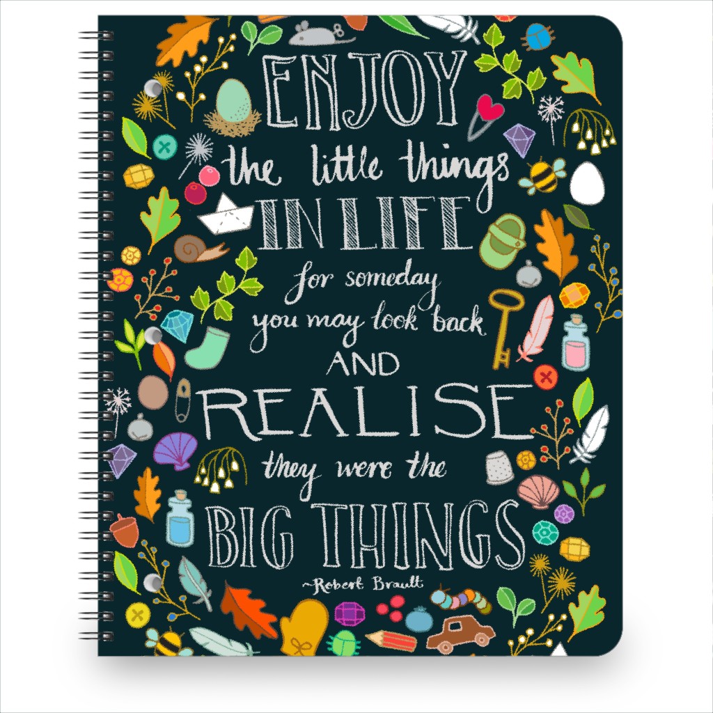 Enjoy the Little Things - a Quote Notebook, 8.5x11, Multicolor, Green Ink