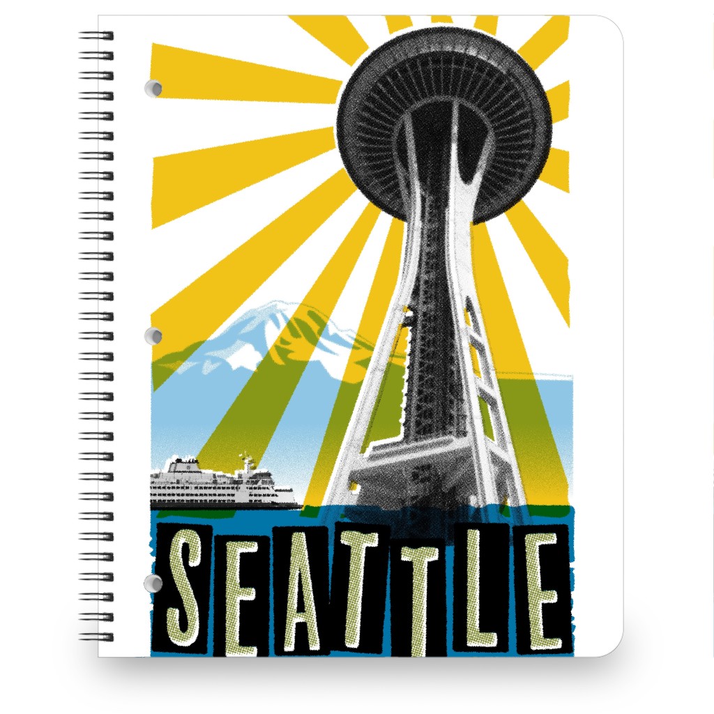 Emerald City, Seattle - Multi Notebook, 8.5x11, Multicolor